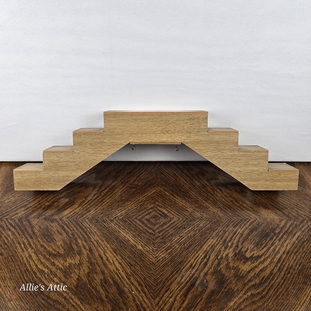 Vintage Wooden Steps Staircase Wall Trinket Shelf Miniature Decor Display 21x6